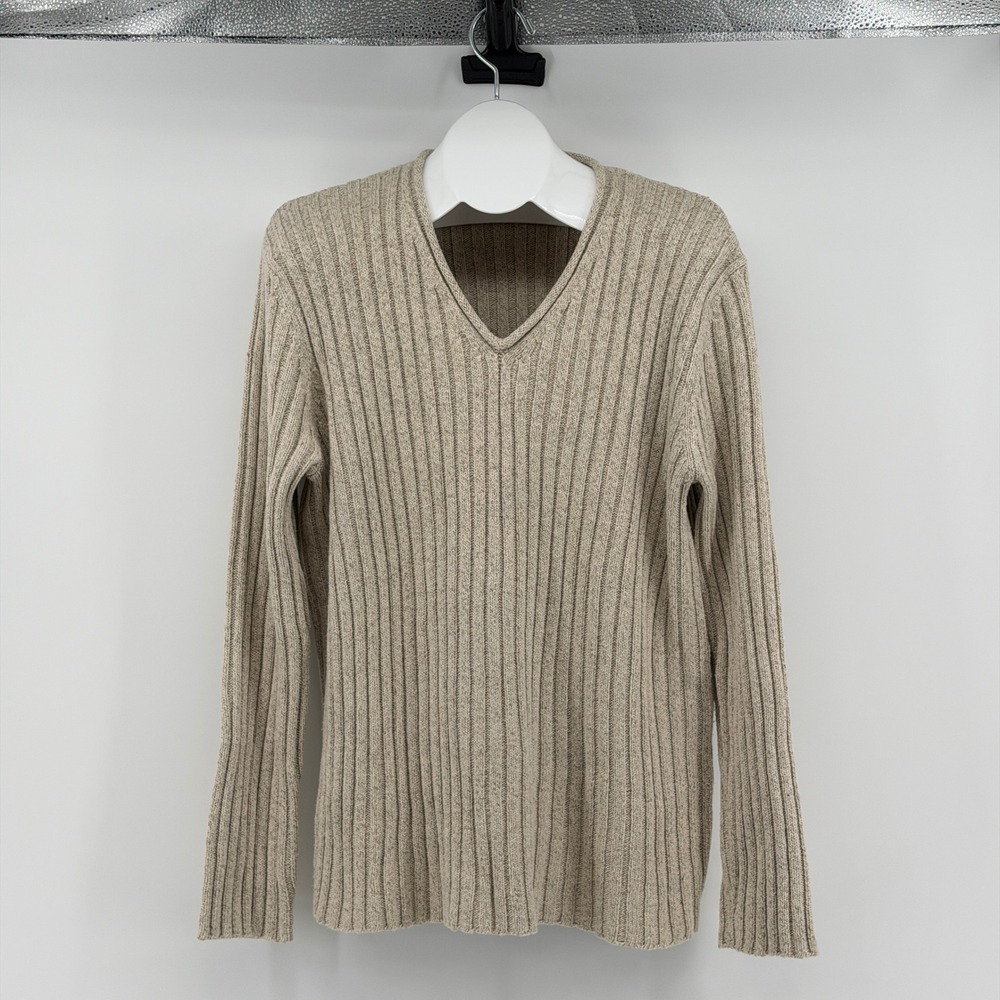 Lauren Ralph Lauren V-Neck Sweater Womens XL Ribbed Silk Blend Casual Workwear